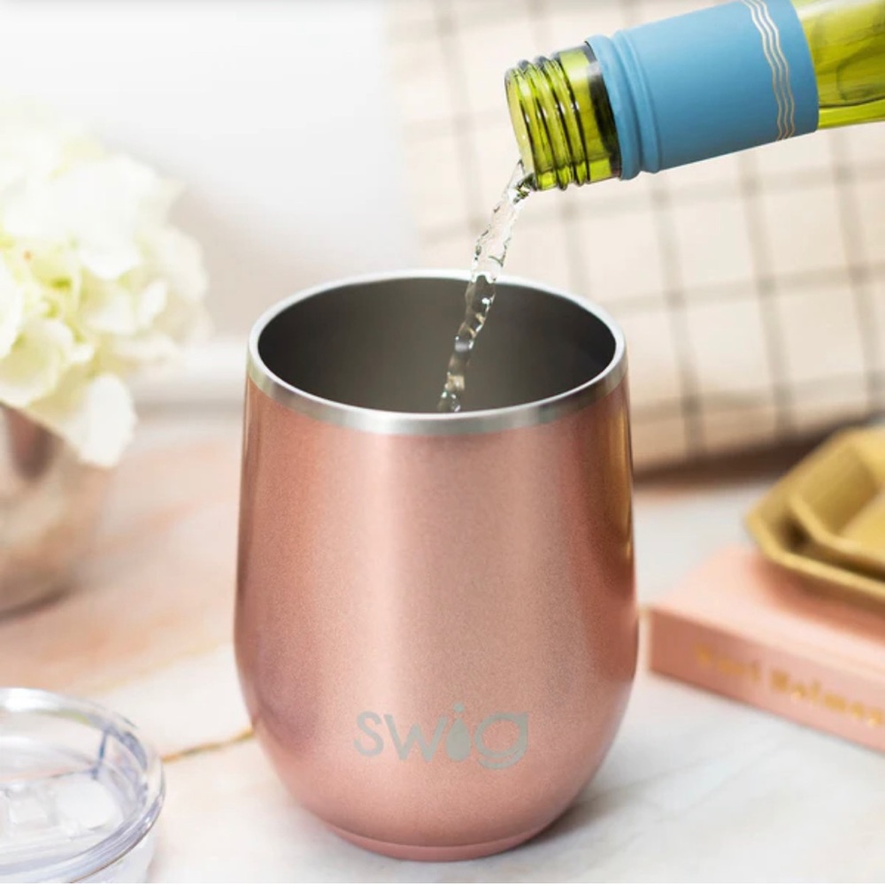 Swig Life Shimmer Rose Gold Stemless Wine Cup